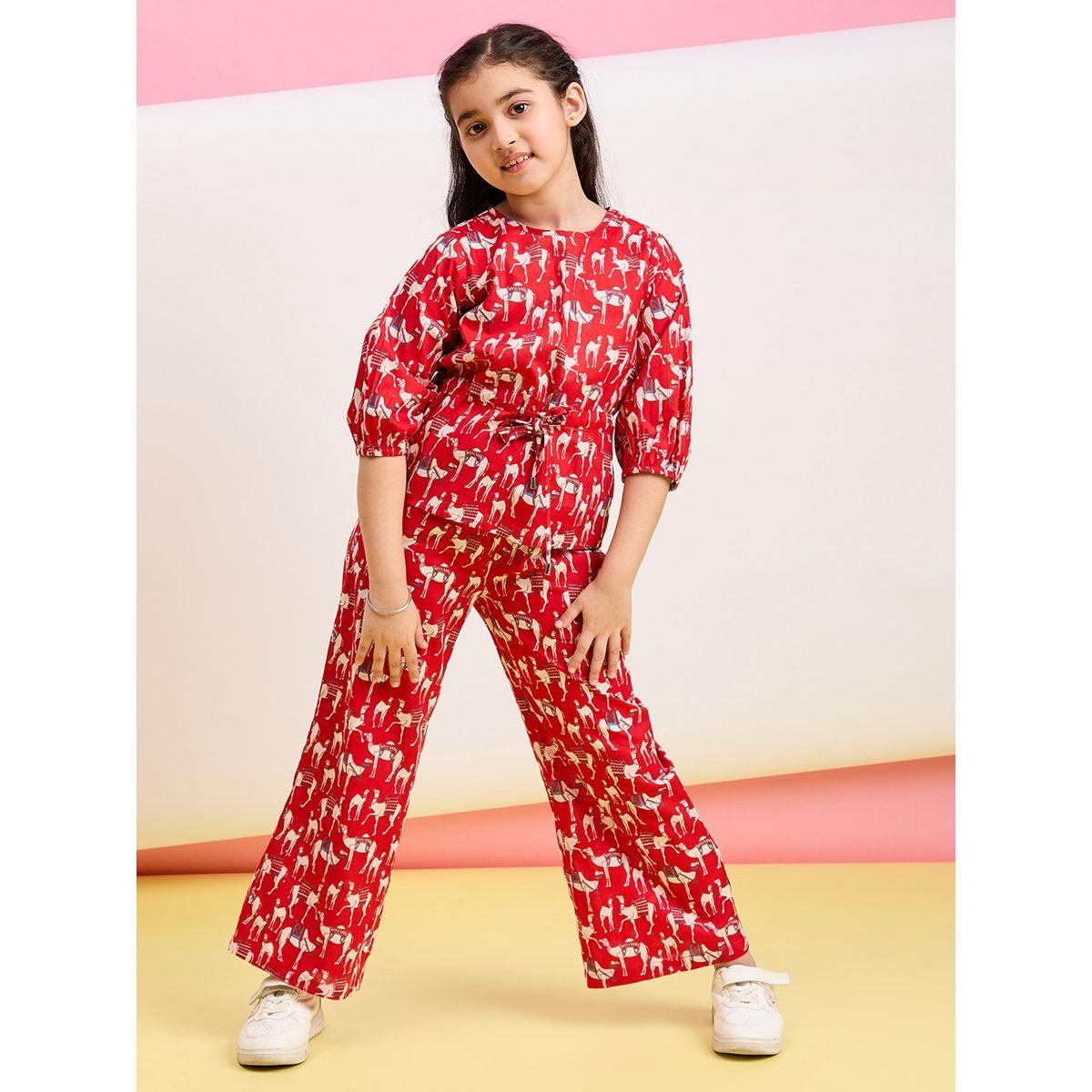 Stylo Bug X Styli Animal Print 3/4 Sleeves Top & Pants Set-girls-clothing-setsandcoords-image-1