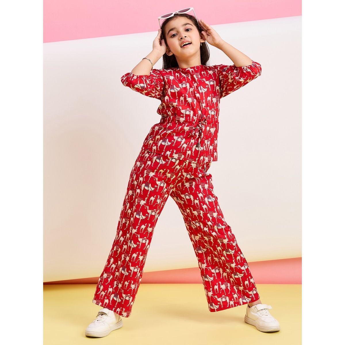 Stylo Bug X Styli Animal Print 3/4 Sleeves Top & Pants Set-girls-clothing-setsandcoords-image-2
