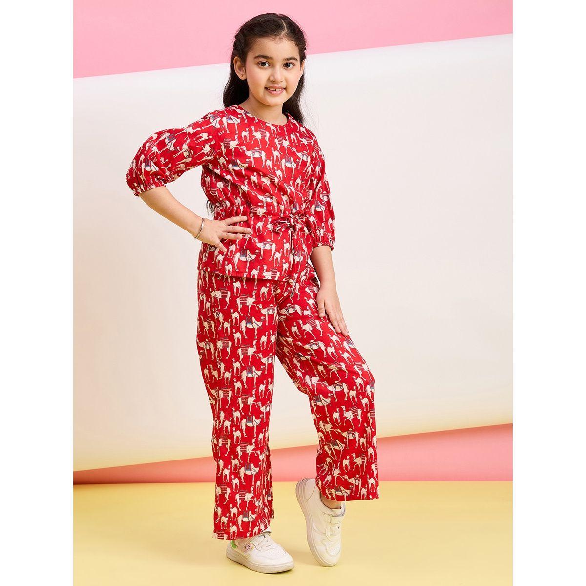 Stylo Bug X Styli Animal Print 3/4 Sleeves Top & Pants Set-girls-clothing-setsandcoords-image-3