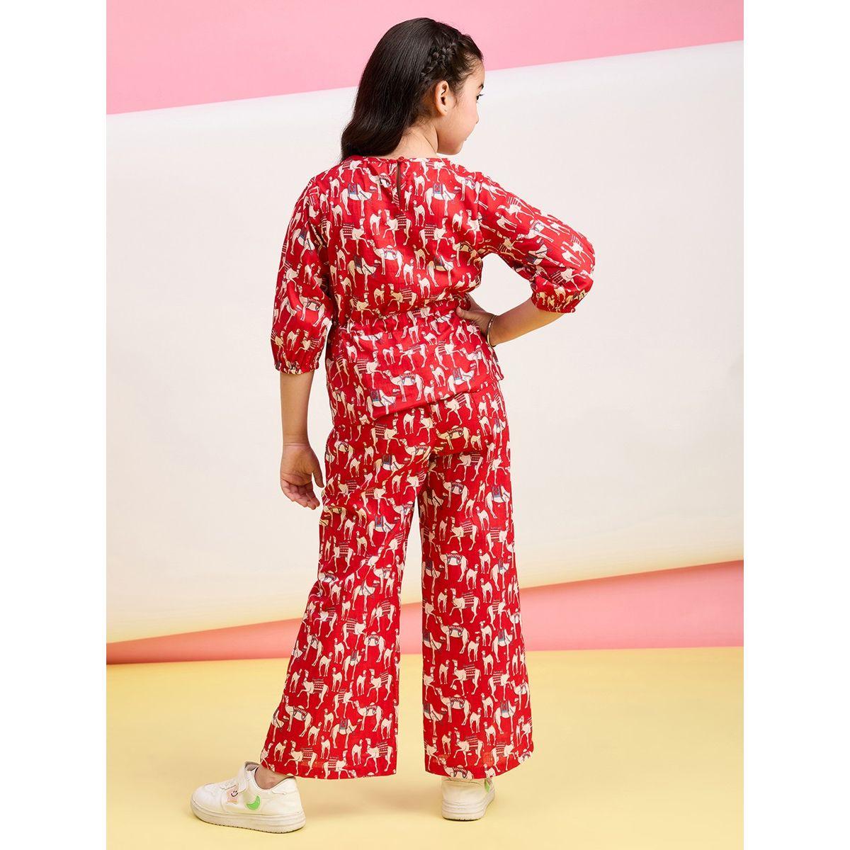 Stylo Bug X Styli Animal Print 3/4 Sleeves Top & Pants Set-girls-clothing-setsandcoords-image-4