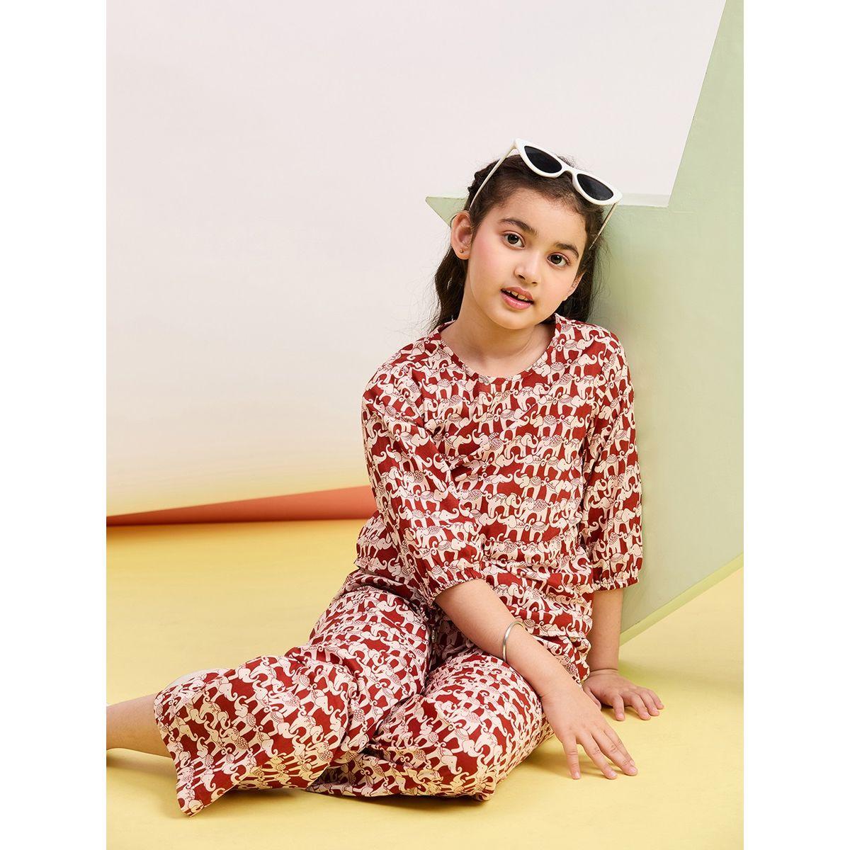 Stylo Bug X Styli Animal Print 3/4 Sleeves Top & Pants Set-girls-clothing-setsandcoords-image-5