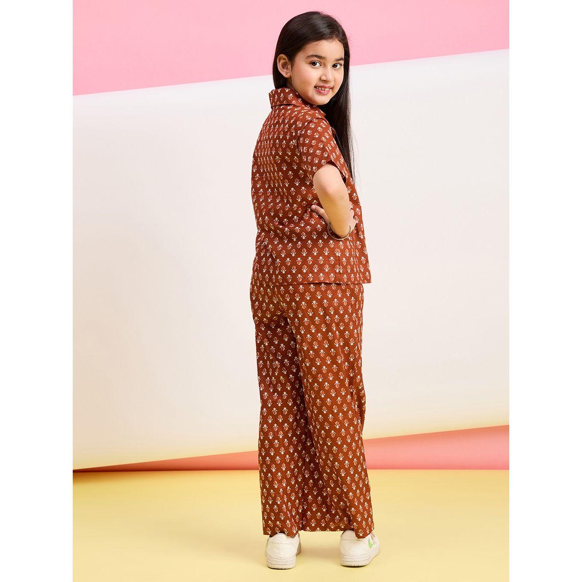 Stylo Bug X Styli All Over Print Buttoned Shirt & Pants Set-girls-clothing-setsandcoords-image-4