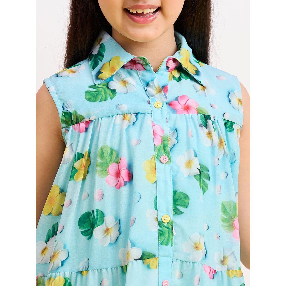 فستان قصير بلا اكمام مطبع بزهور ستايلو بَج × ستايلي-girls-clothing-dressesandjumpsuits-image-5