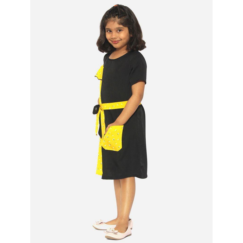 فستان بنمط كتل الالوان مع طبعة زهور وحزام ستايلو بَج × ستايلي-girls-clothing-dressesandjumpsuits-image-2