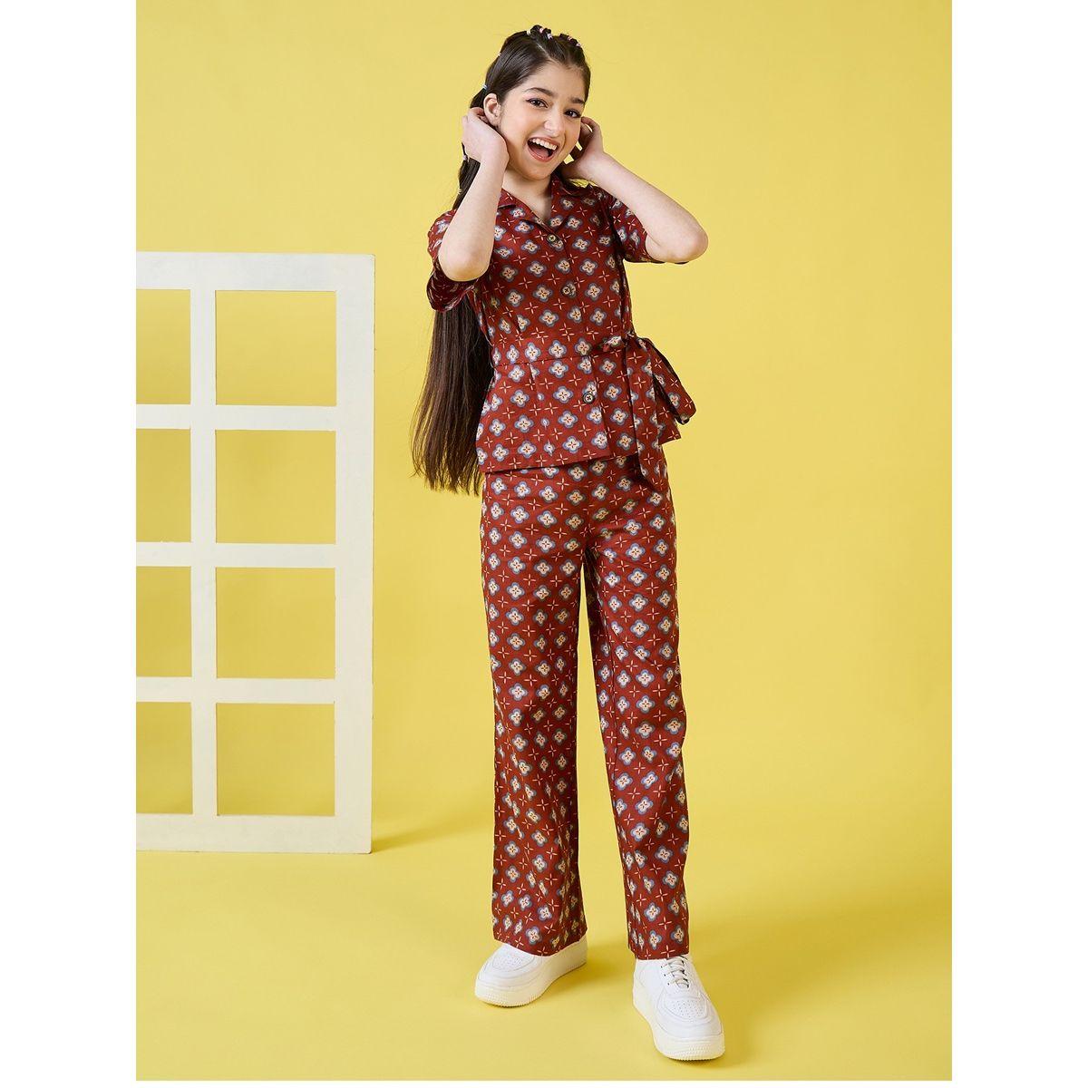 مجموعة من بنطال وبلوزة مطبعة بزهور ستايلو بَج × ستايلي-girls-clothing-setsandcoords-image-1