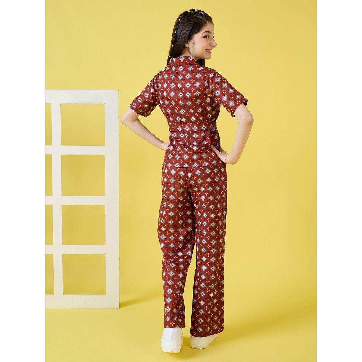 Stylo Bug X Styli Floral Print Tie Belt Shirt & Pants Set-girls-clothing-setsandcoords-image-4