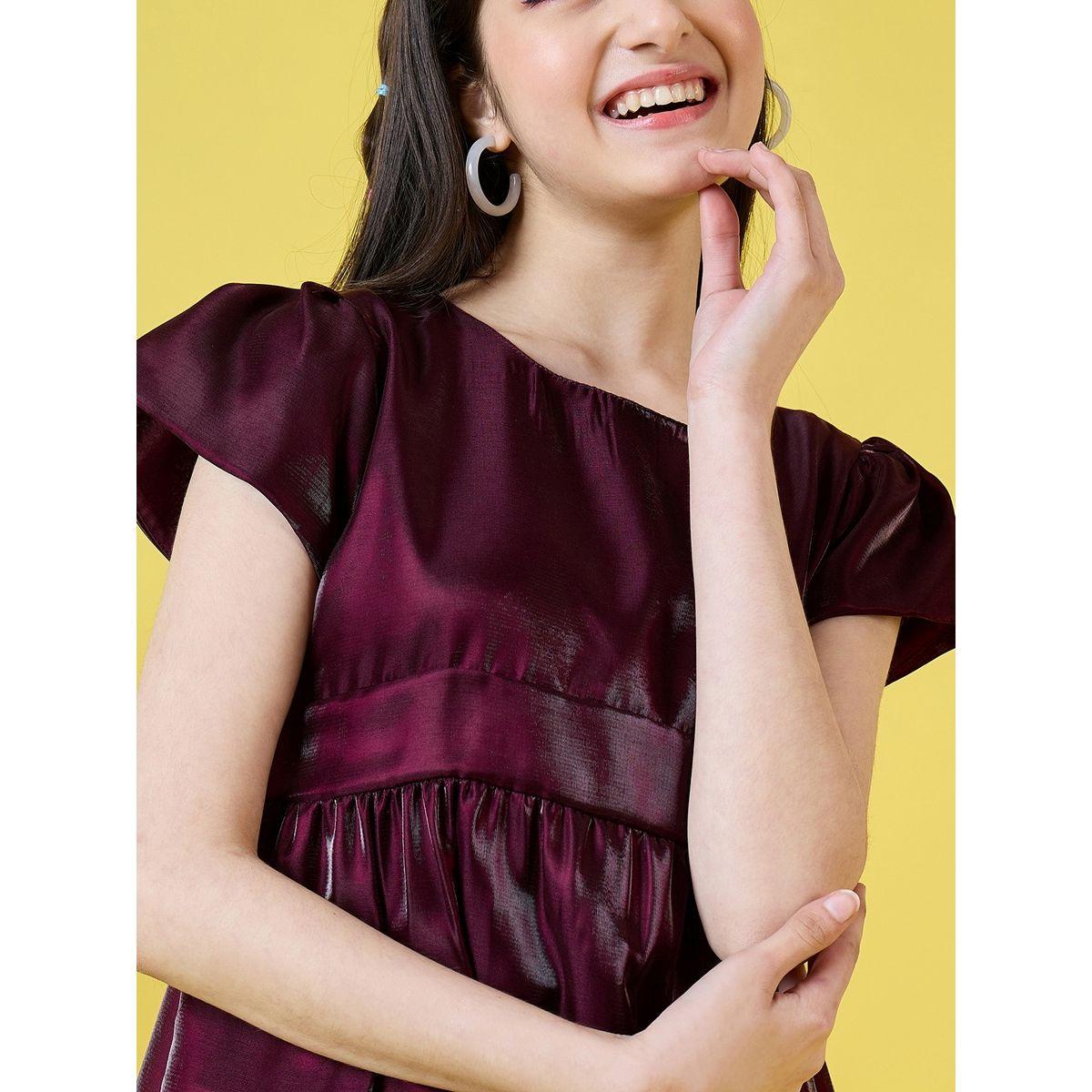 Stylo Bug X Styli Solid Round Neck High- Low Hem Dress-girls-clothing-dressesandjumpsuits-image-5