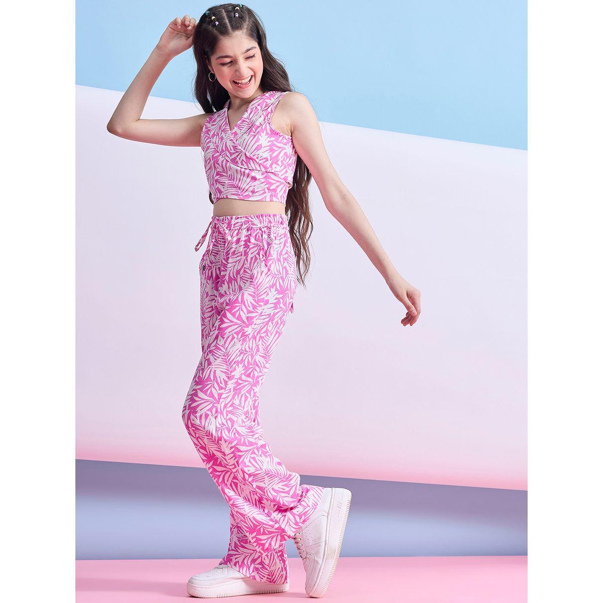 Stylo Bug X Styli V Neck Printed Wrap Top & Pants Set-girls-clothing-setsandcoords-image-3