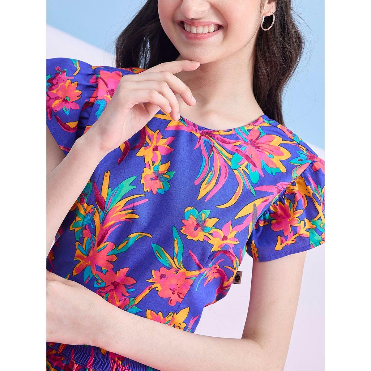 مجموعة من شورت مع بلوزة قصيرة بطبعة زهور ستايلو بَج × ستايلي-girls-clothing-setsandcoords-image-5