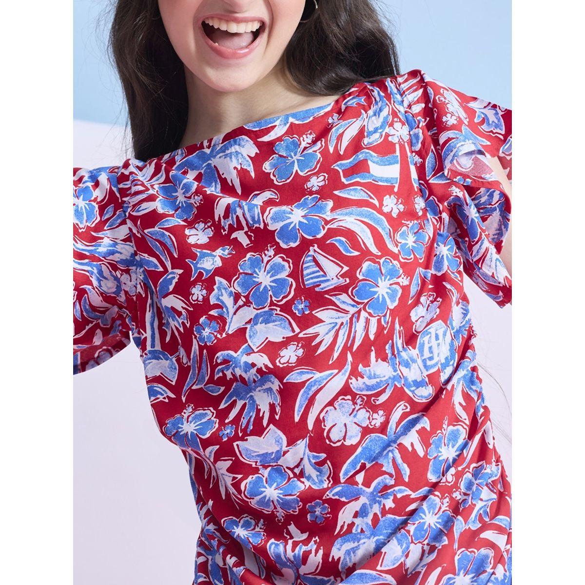 Stylo Bug X Styli Ruched Floral Print Knee Length Dress-girls-clothing-dressesandjumpsuits-image-5