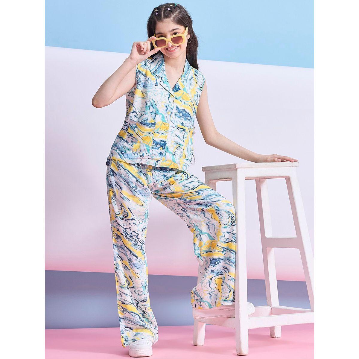 Stylo Bug X Styli Marble Print Patch Pocket Top & Pants Set-girls-clothing-setsandcoords-image-2