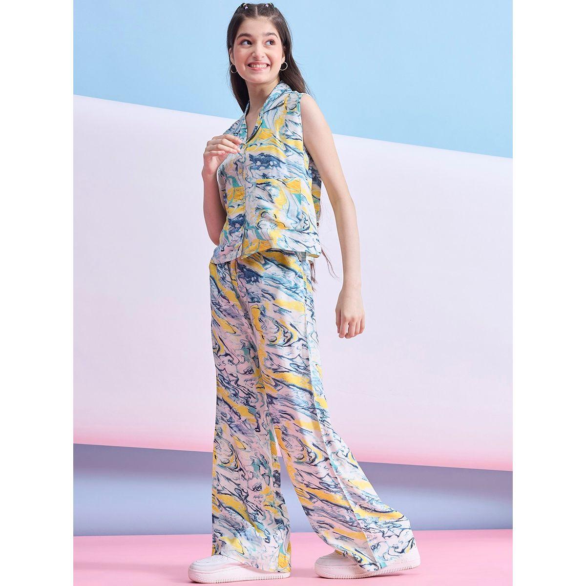 Stylo Bug X Styli Marble Print Patch Pocket Top & Pants Set-girls-clothing-setsandcoords-image-3