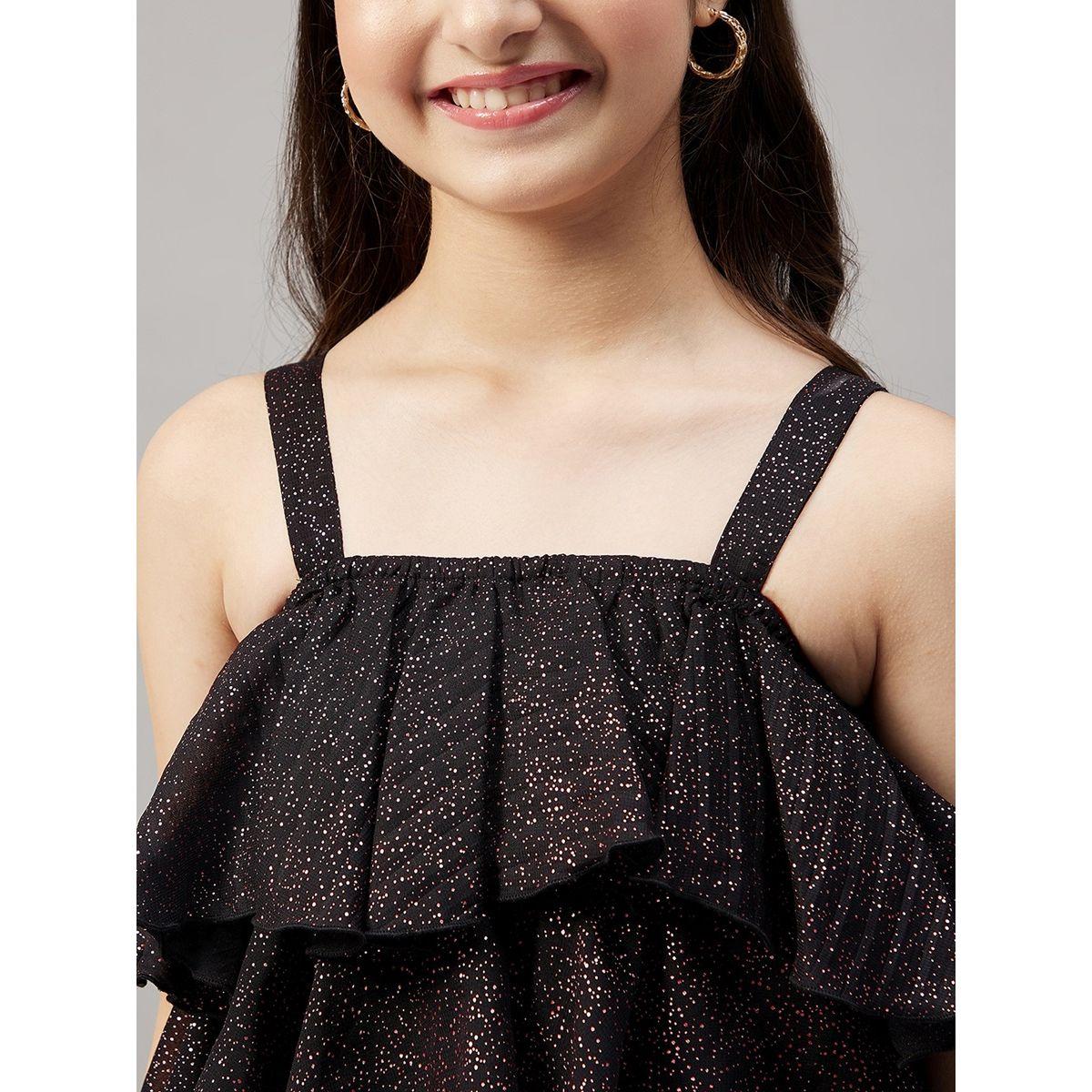 فستان بطول الركبة سادة مع ياقة مربعة ستايلو بَج × ستايلي-girls-clothing-dressesandjumpsuits-image-6