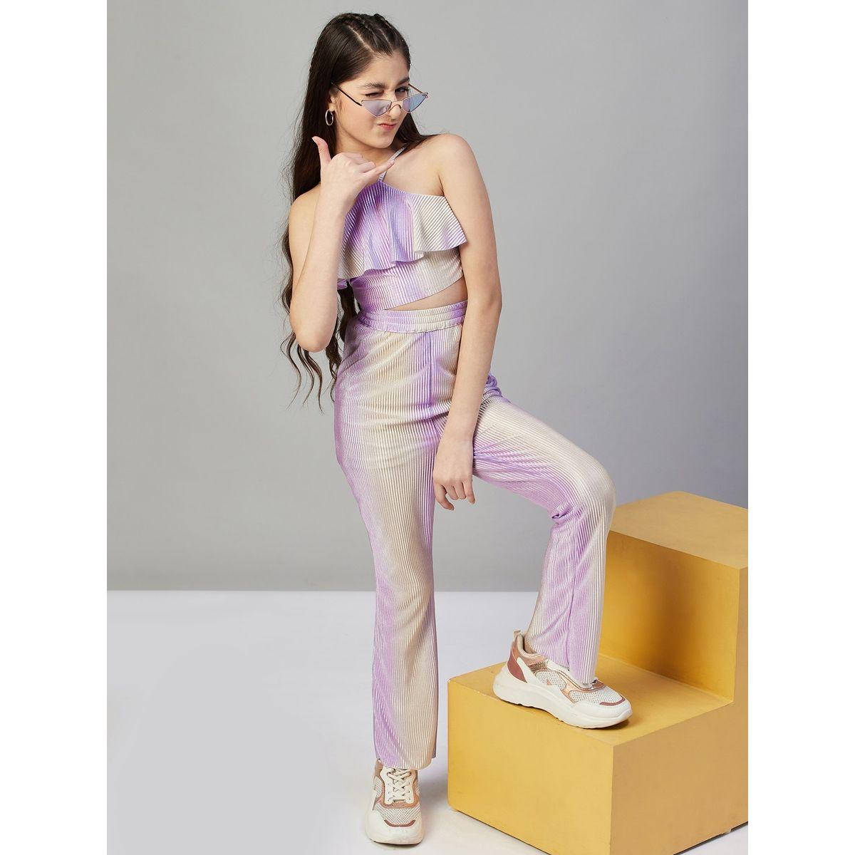 Stylo Bug X Styli Plisse Halter Neck Crop Top & Pants Set-girls-clothing-setsandcoords-image-2