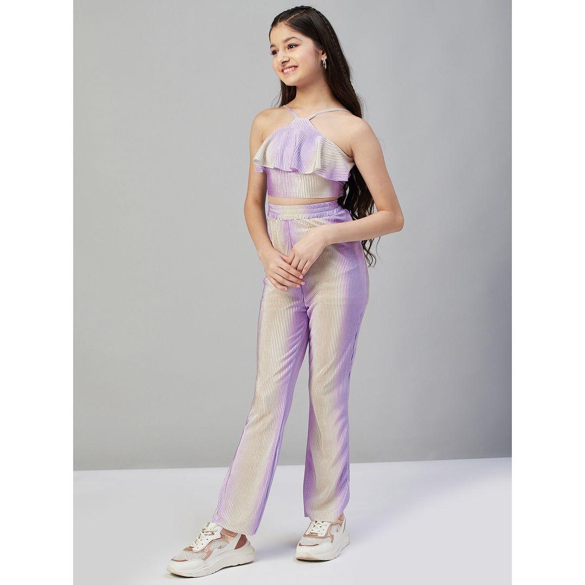 Stylo Bug X Styli Plisse Halter Neck Crop Top & Pants Set-girls-clothing-setsandcoords-image-3