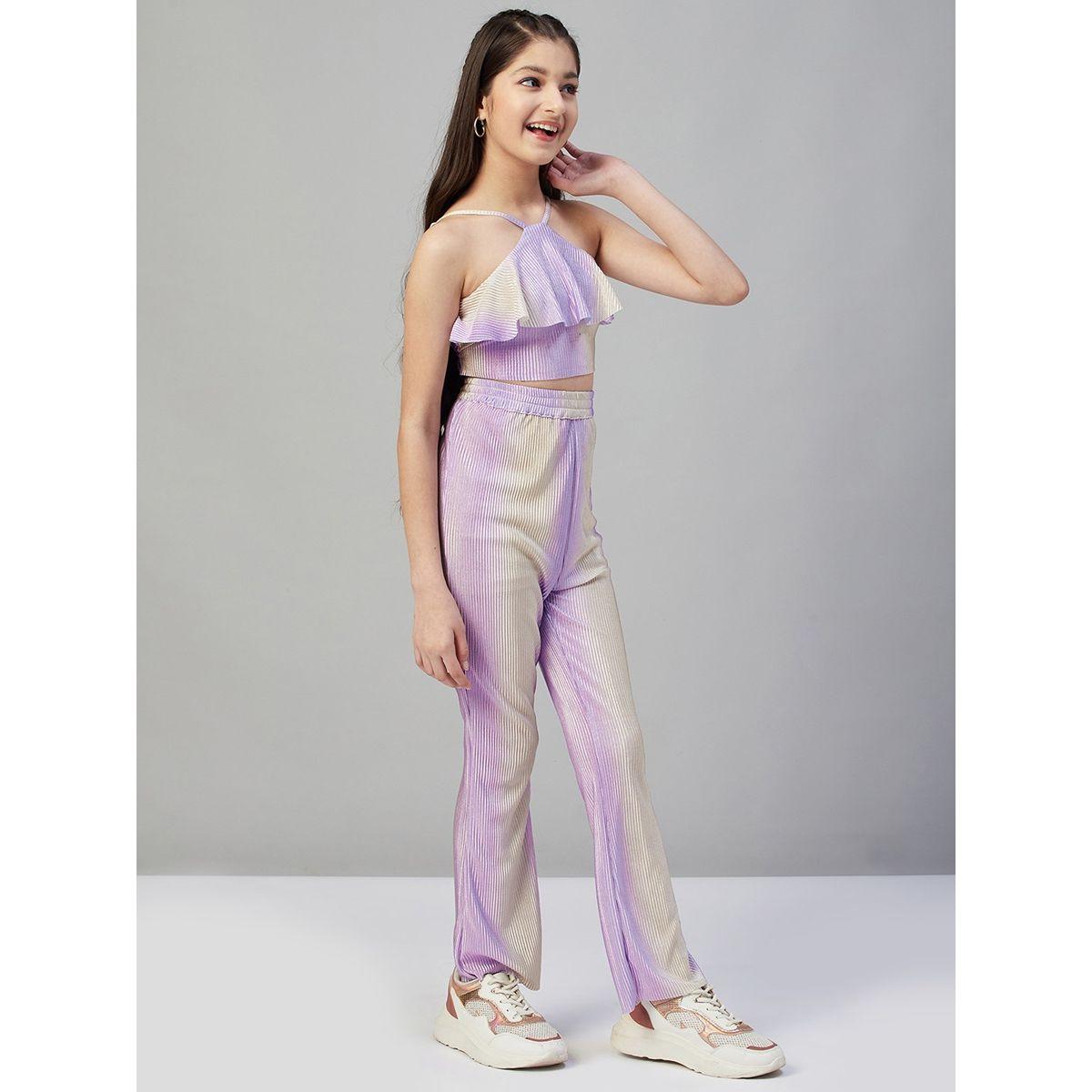 Stylo Bug X Styli Plisse Halter Neck Crop Top & Pants Set-girls-clothing-setsandcoords-image-4