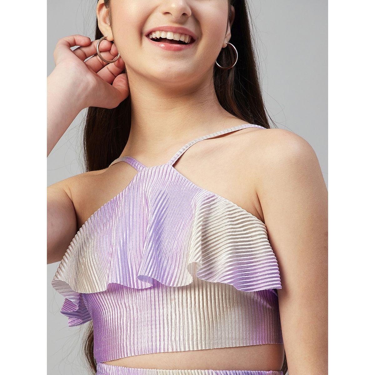 Stylo Bug X Styli Plisse Halter Neck Crop Top & Pants Set-girls-clothing-setsandcoords-image-6
