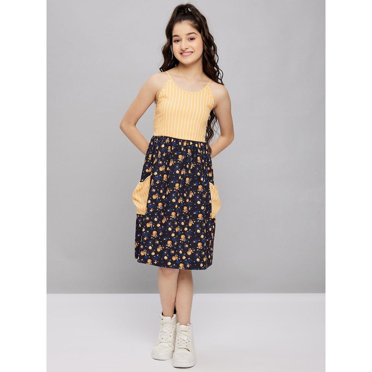 Stylo Bug X Styli Striped Printed Strappy A-Line Dress-girls-clothing-dressesandjumpsuits-image-1