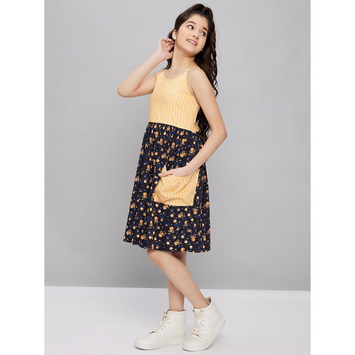 Stylo Bug X Styli Striped Printed Strappy A-Line Dress-girls-clothing-dressesandjumpsuits-image-3