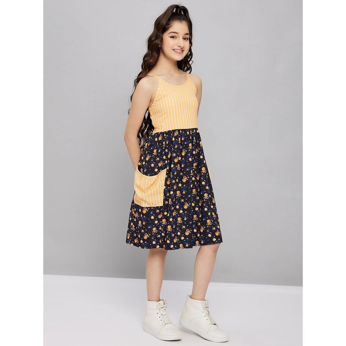 Stylo Bug X Styli Striped Printed Strappy A-Line Dress-girls-clothing-dressesandjumpsuits-image-4
