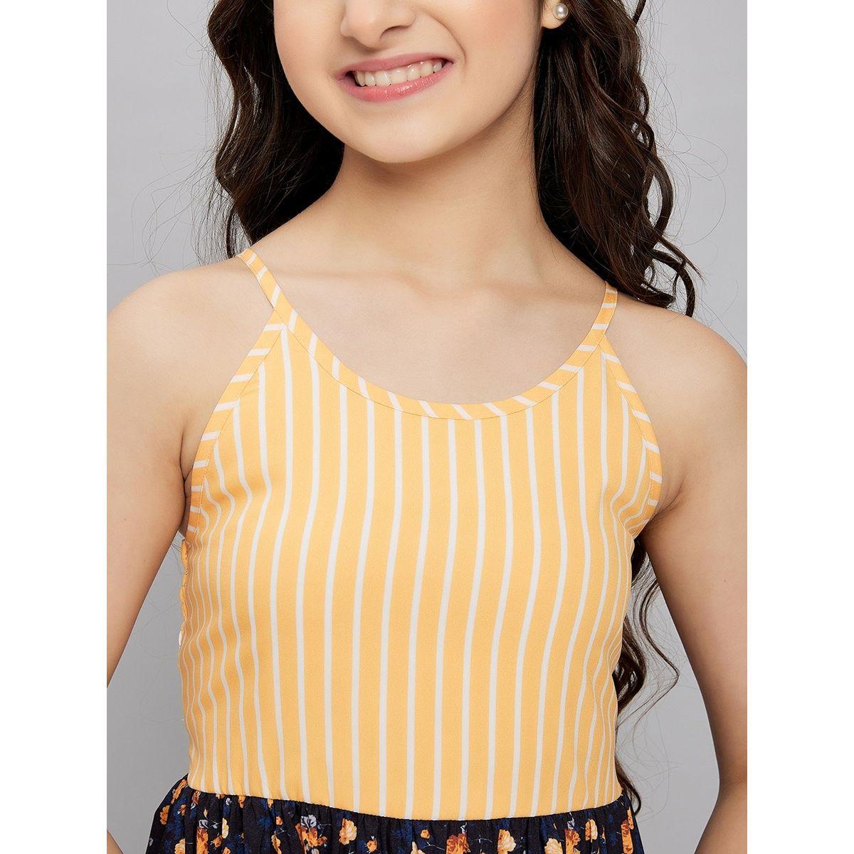 فستان مخطط بطول الركبة مع ياقة دائرية ستايلو بَج × ستايلي-girls-clothing-dressesandjumpsuits-image-6
