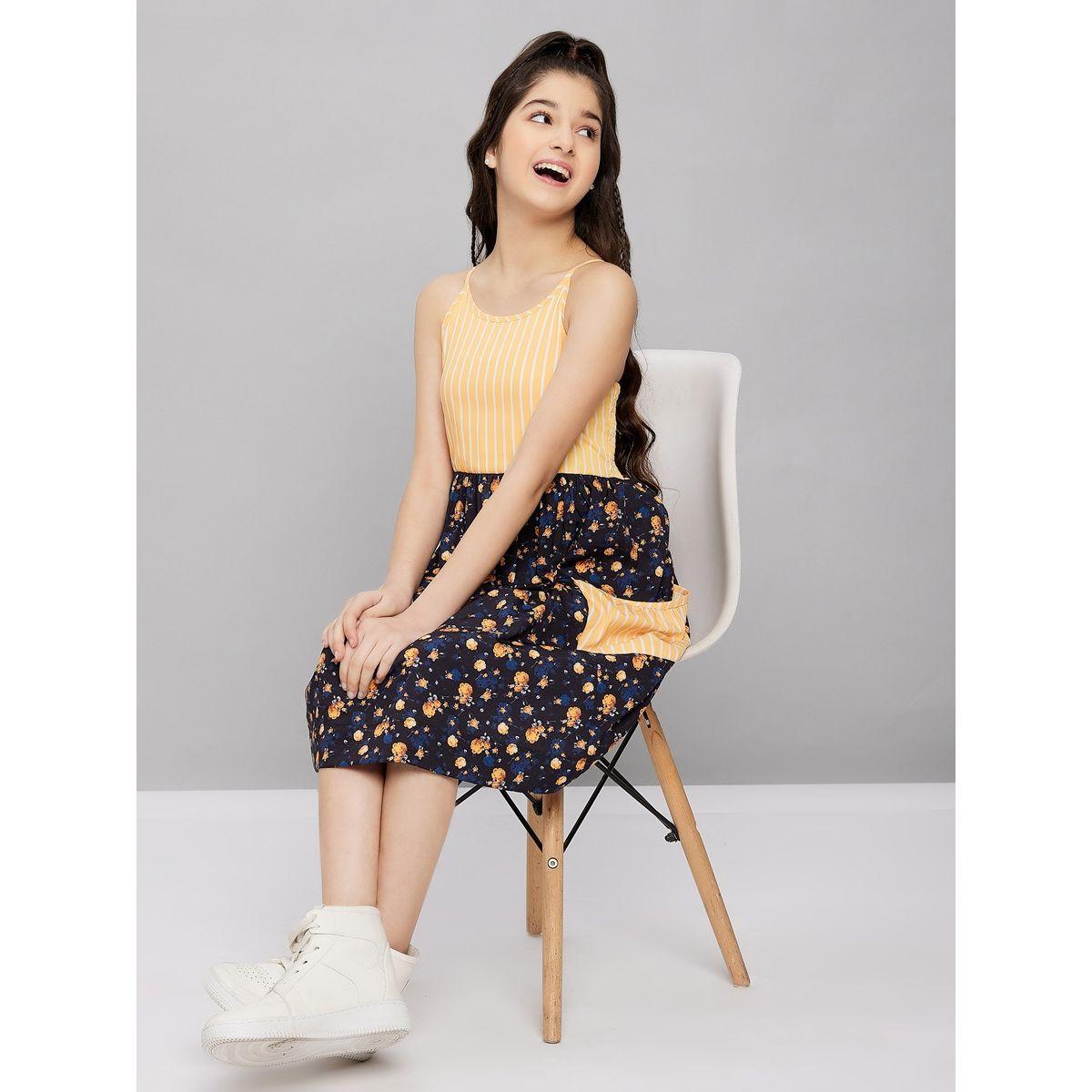 Stylo Bug X Styli Striped Printed Strappy A-Line Dress-girls-clothing-dressesandjumpsuits-image-7