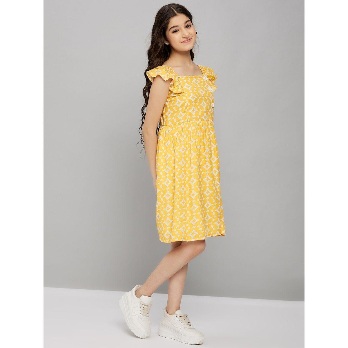 فستان بطول الركبة مطبع بالكامل مع ياقة مربعة ستايلو بَج × ستايلي-girls-clothing-dressesandjumpsuits-image-4