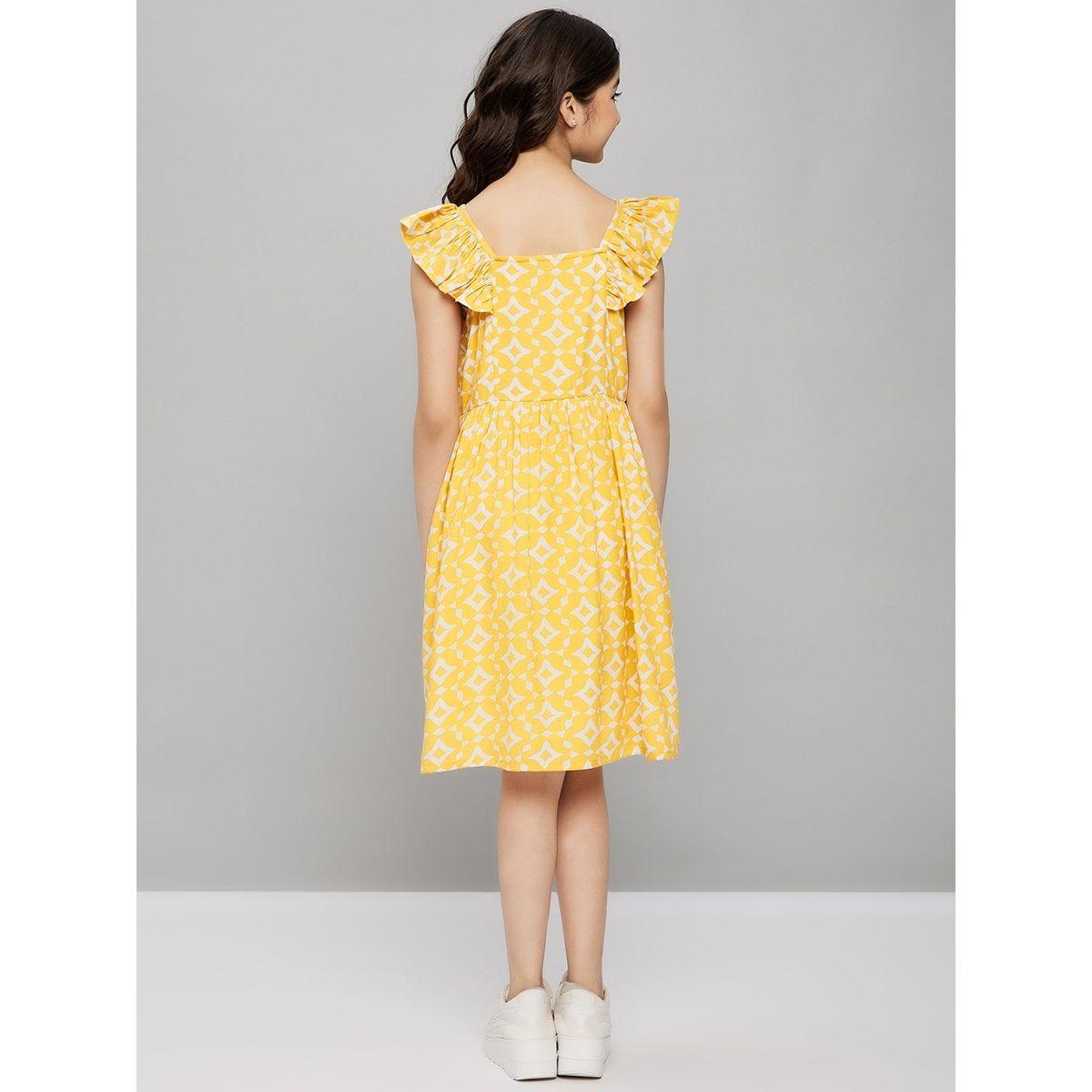 فستان بطول الركبة مطبع بالكامل مع ياقة مربعة ستايلو بَج × ستايلي-girls-clothing-dressesandjumpsuits-image-5