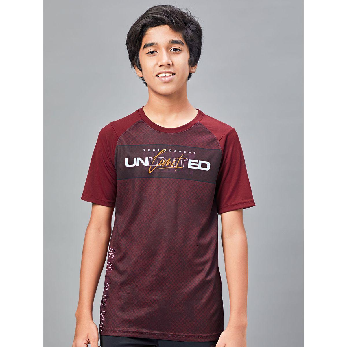 تيشيرت مطبع بقصة سليم فت تكنوسبورت × ستايلي-boys-clothing-tshirtsandpolos-image-1