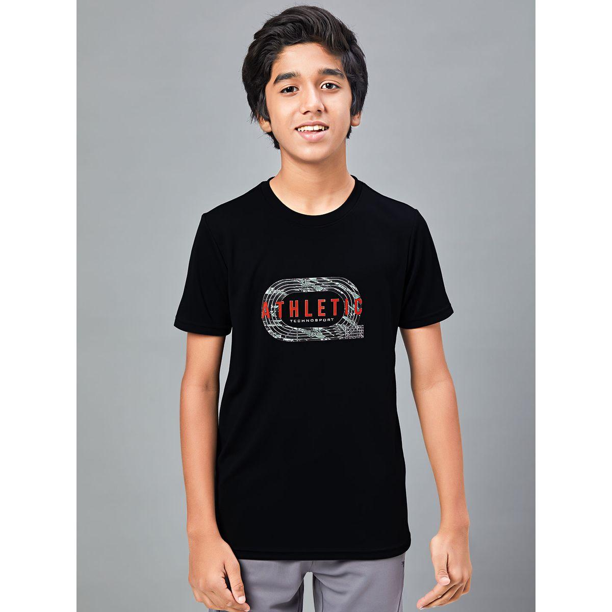 تيشيرت بياقة دائرية وقصة سليم فت تكنوسبورت × ستايلي-boys-clothing-tshirtsandpolos-image-1