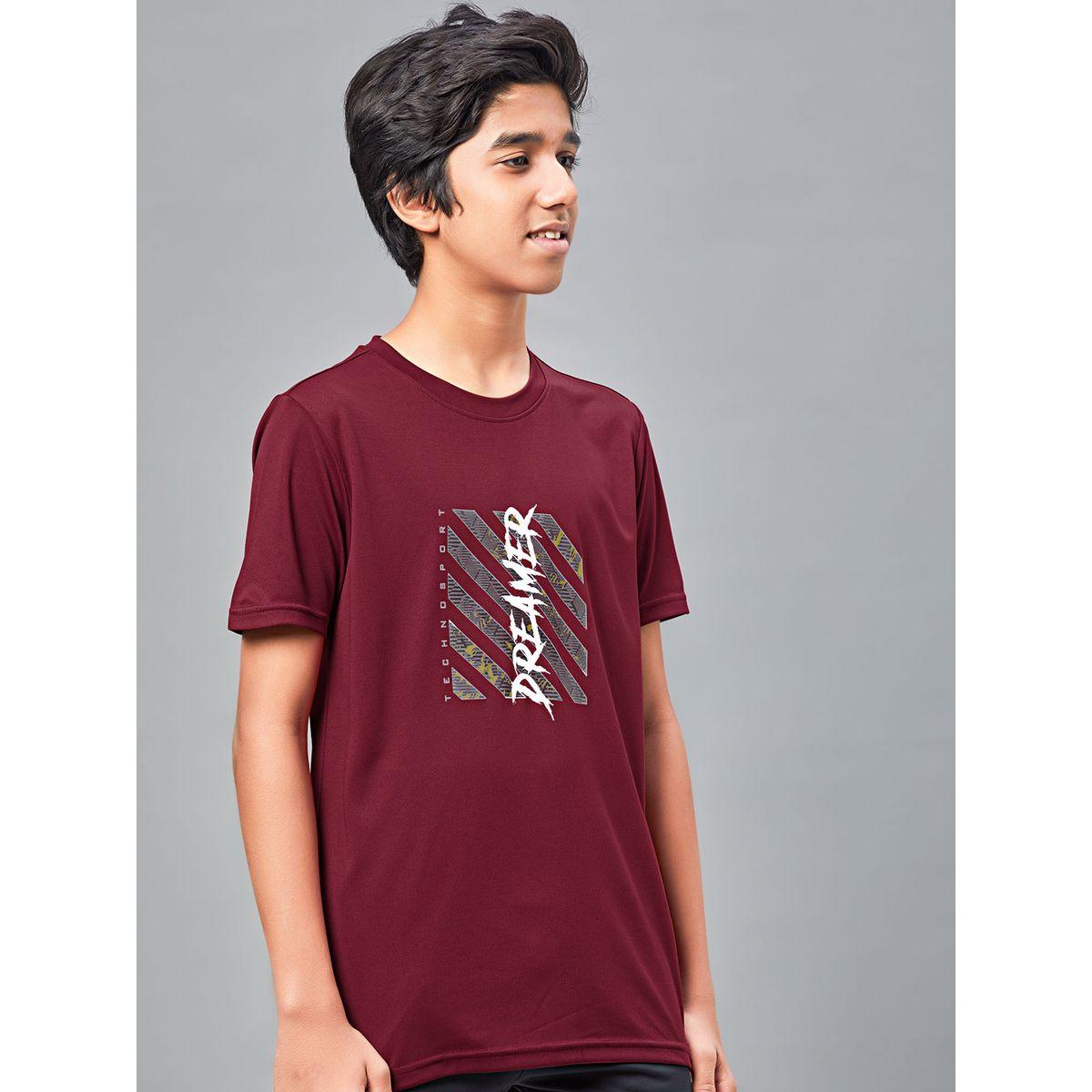 تيشيرت بياقة دائرية وقصة سليم فت تكنوسبورت × ستايلي-boys-clothing-tshirtsandpolos-image-3