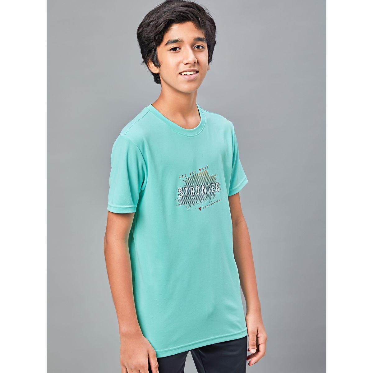 تيشيرت بياقة دائرية وقصة سليم فت تكنوسبورت × ستايلي-boys-clothing-tshirtsandpolos-image-3