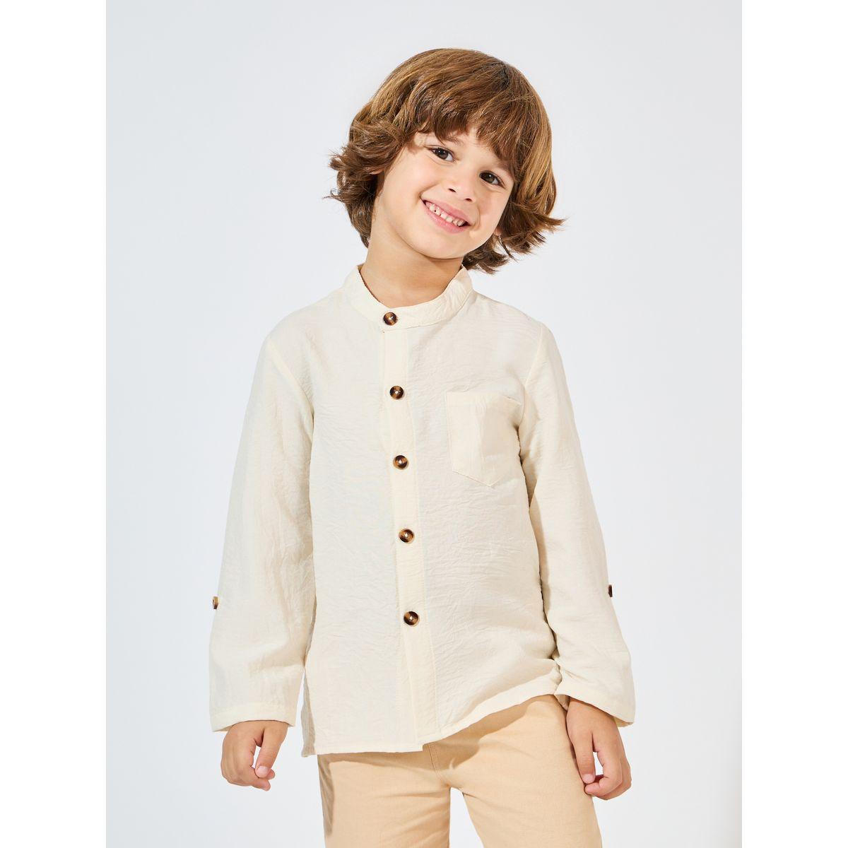 Styli Solid Pocket Front Buttoned Shirt-boys-clothing-shirts-image-1