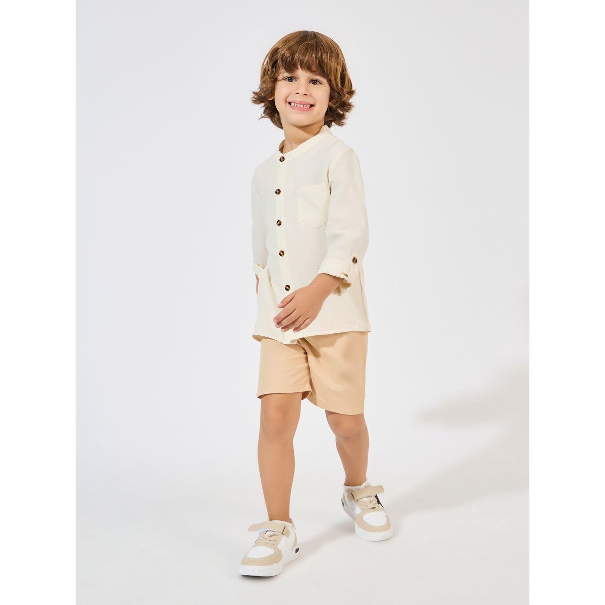 Styli Solid Pocket Front Buttoned Shirt-boys-clothing-shirts-image-2