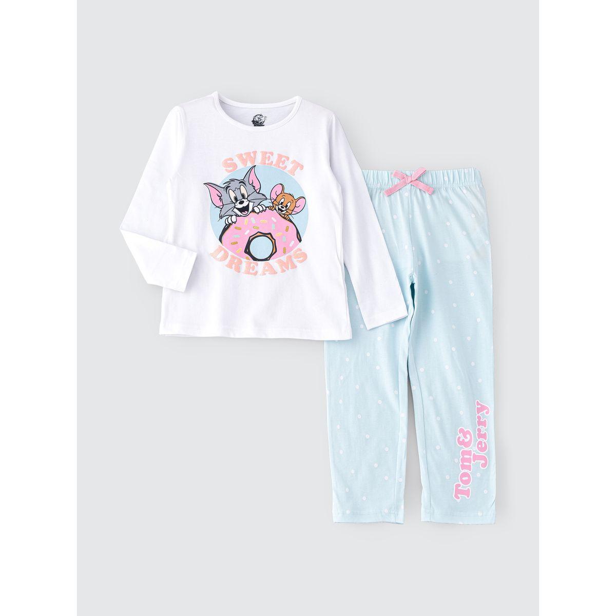 URBAN HAUL X Styli  Tom & Jerry Graphic T-Shirt & Pyjama Set-girls-clothing-nightwear-image-1
