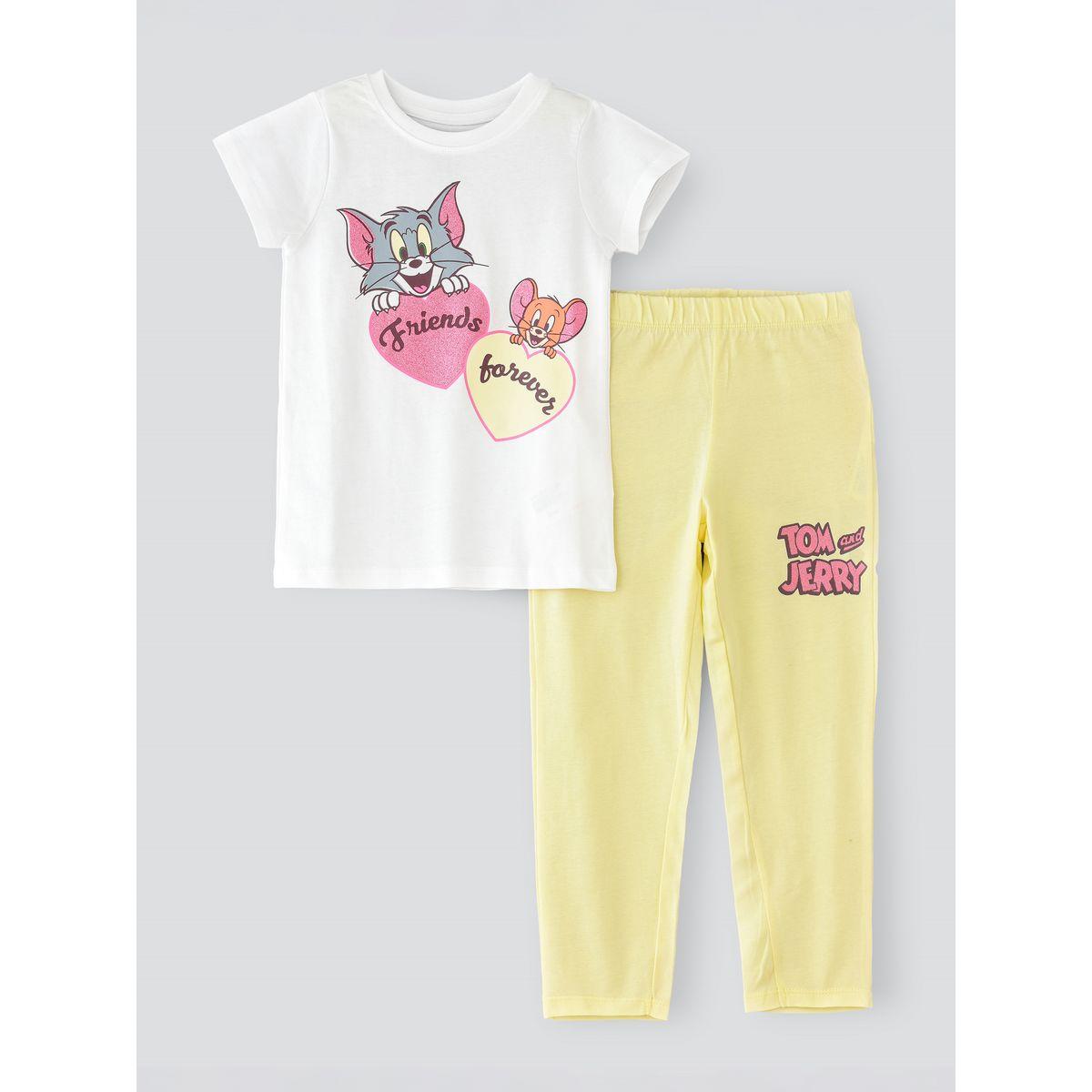 URBAN HAUL X Styli  Tom & Jerry Graphic T-Shirt & Pyjama Set-girls-clothing-nightwear-image-1