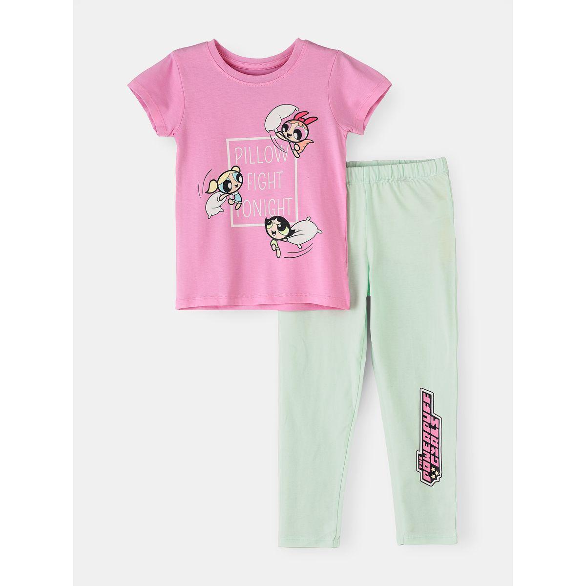 طقم من بنطال بيجاما مع تيشيرت بطبعة فتيات القوة أوربان هُول × ستايلي-girls-clothing-nightwear-image-1