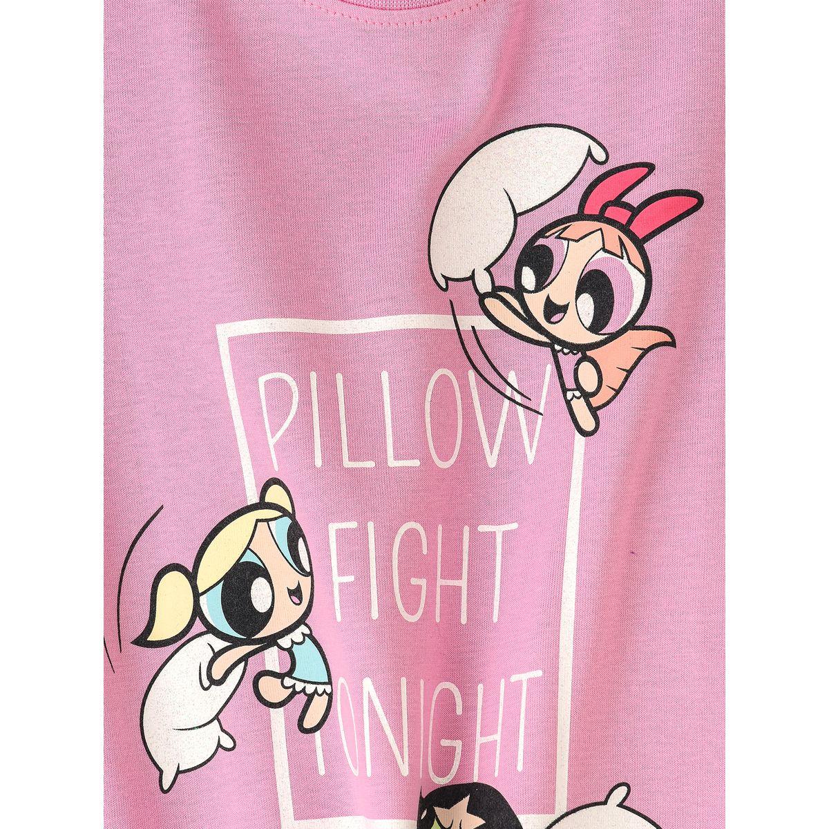 URBAN HAUL X Styli  Powerpuff Girls Graphic T-Shirt & Pyjama Set-girls-clothing-nightwear-image-2