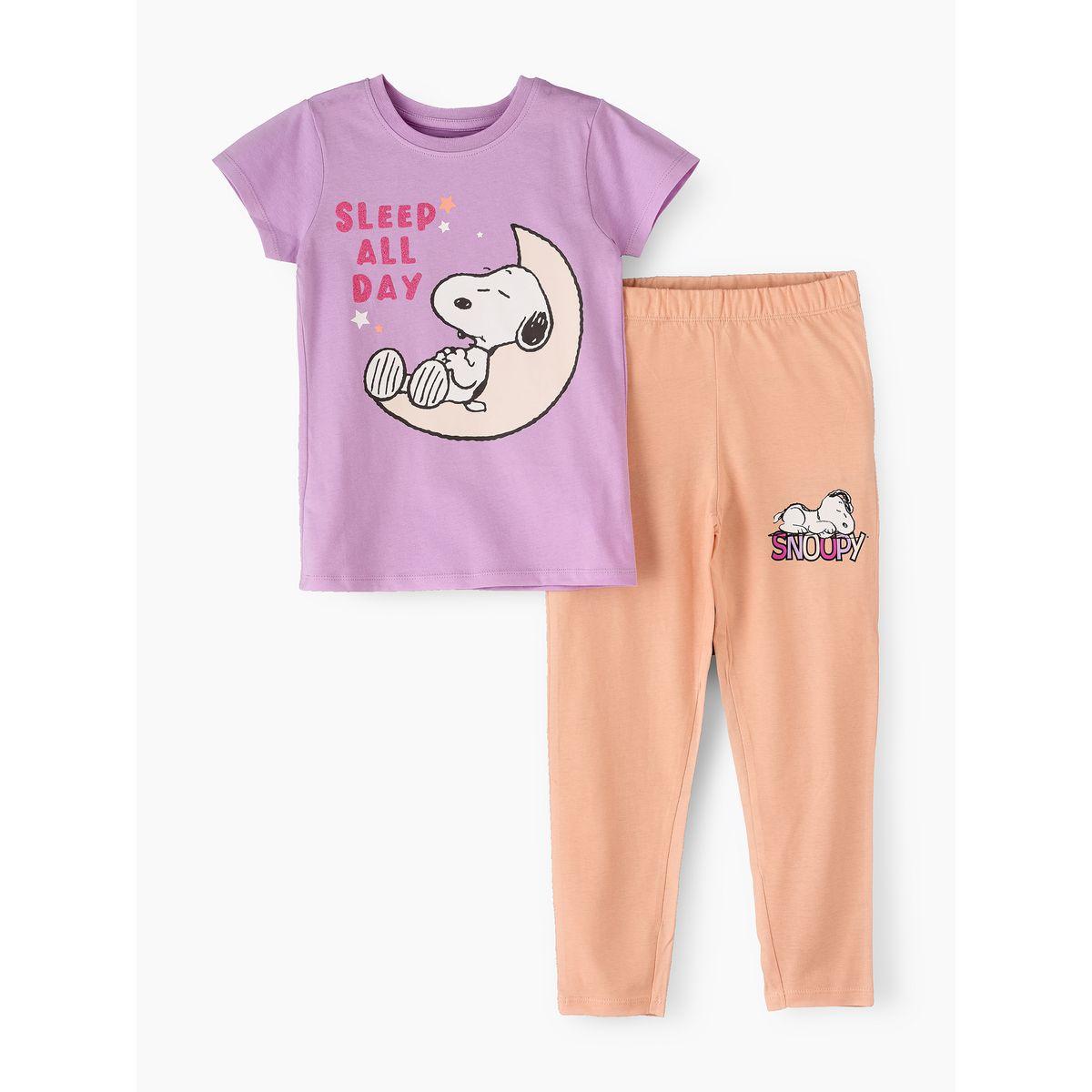 طقم من بنطال بيجاما مع تيشيرت بطبعة جرافيك أوربان هُول × ستايلي-girls-clothing-nightwear-image-1