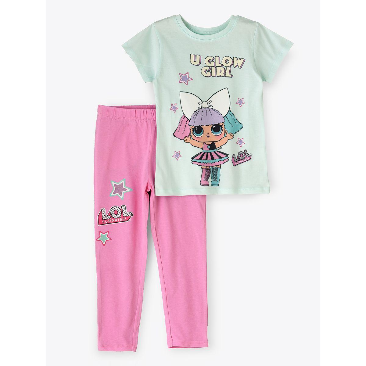 URBAN HAUL X Styli  LOL Surprise Print T-Shirt & Pyjama Set-girls-clothing-nightwear-image-1