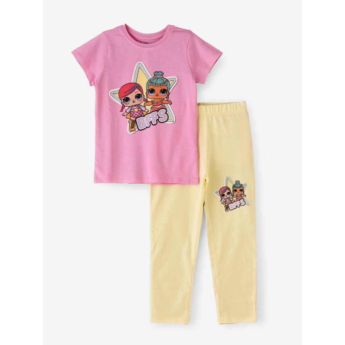 URBAN HAUL X Styli  LOL Surprise Print T-Shirt & Pyjama Set-girls-clothing-nightwear-image-1