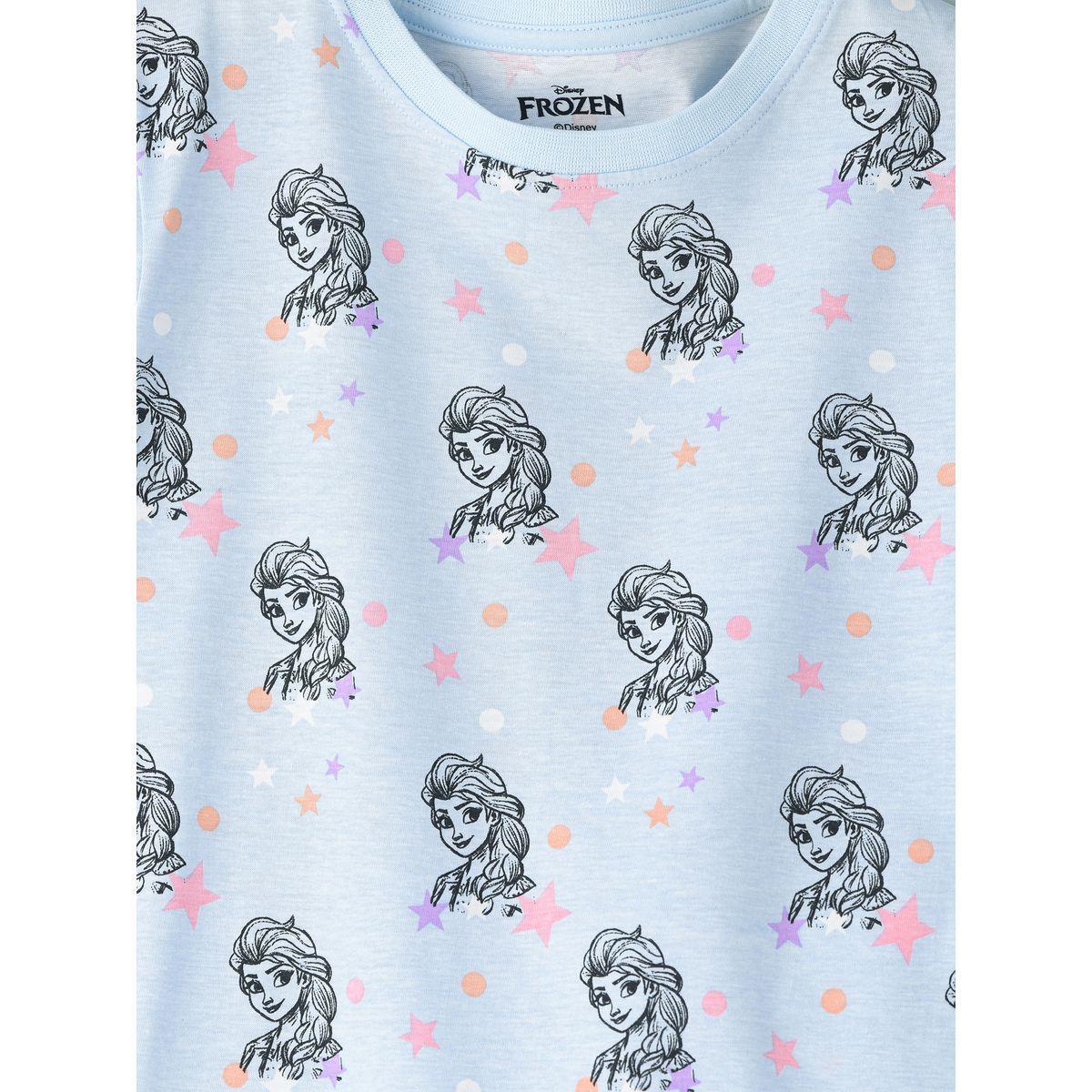 URBAN HAUL X Styli  Disney Frozen Elsa Graphic T-Shirt & Pyjama Set-girls-clothing-nightwear-image-2