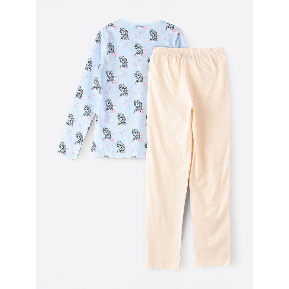 URBAN HAUL X Styli  Disney Frozen Elsa Graphic T-Shirt & Pyjama Set-girls-clothing-nightwear-image-3
