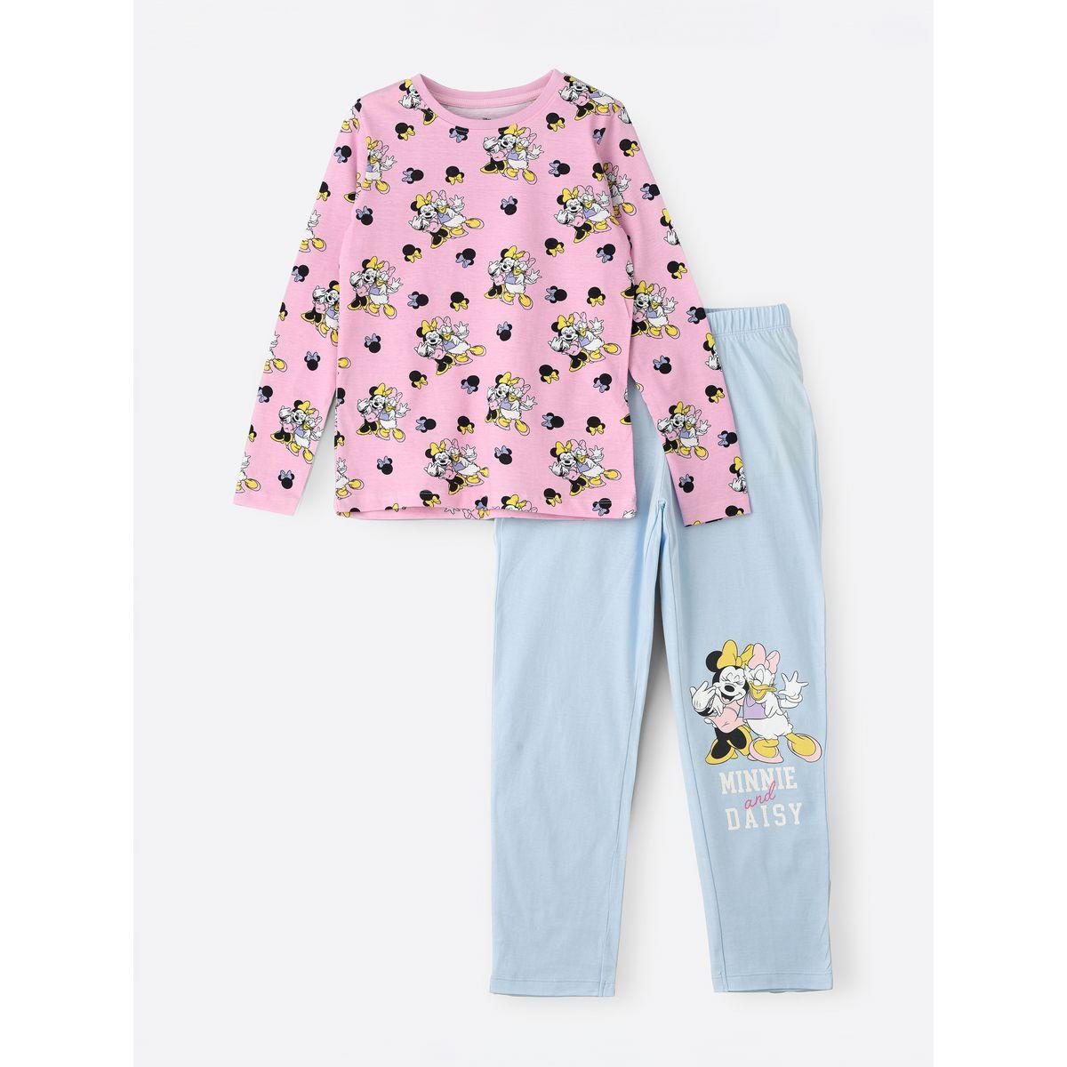 URBAN HAUL X Styli  Disney Minnie & Disney Graphic T-Shirt & Pyjama Set-girls-clothing-nightwear-image-1