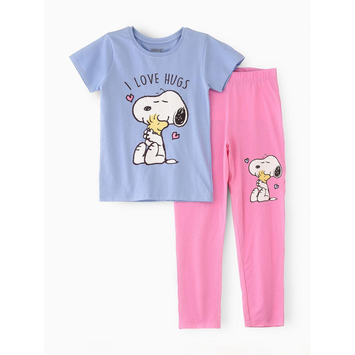 طقم من بنطال بيجاما مع تيشيرت بطبعة جرافيك أوربان هُول × ستايلي-girls-clothing-nightwear-image-1