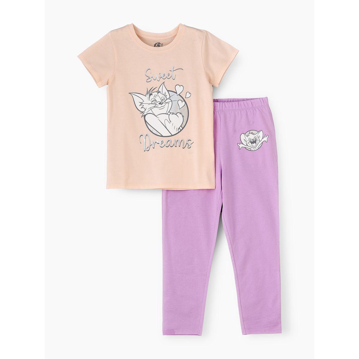 مجموعة من بنطال بيجاما مع تيشيرت بطبعة توم وجيري أوربان هُول × ستايلي-girls-clothing-nightwear-image-1