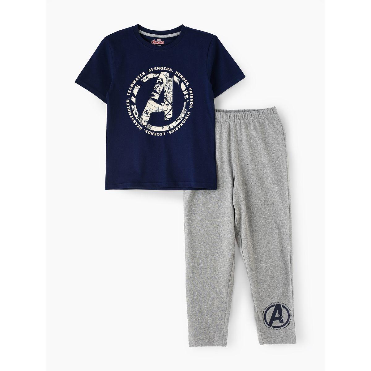 URBAN HAUL X Styli  Marvel Avengers Logo Graphic T-Shirt & Pyjama Set-boys-clothing-nightwear-image-1