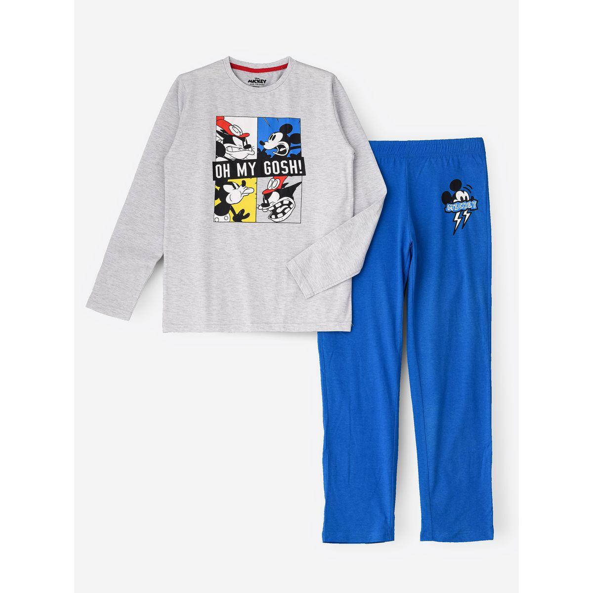 URBAN HAUL X Styli  Disney Mickey Mouse Print T-Shirt & Pyjama Set-boys-clothing-nightwear-image-1