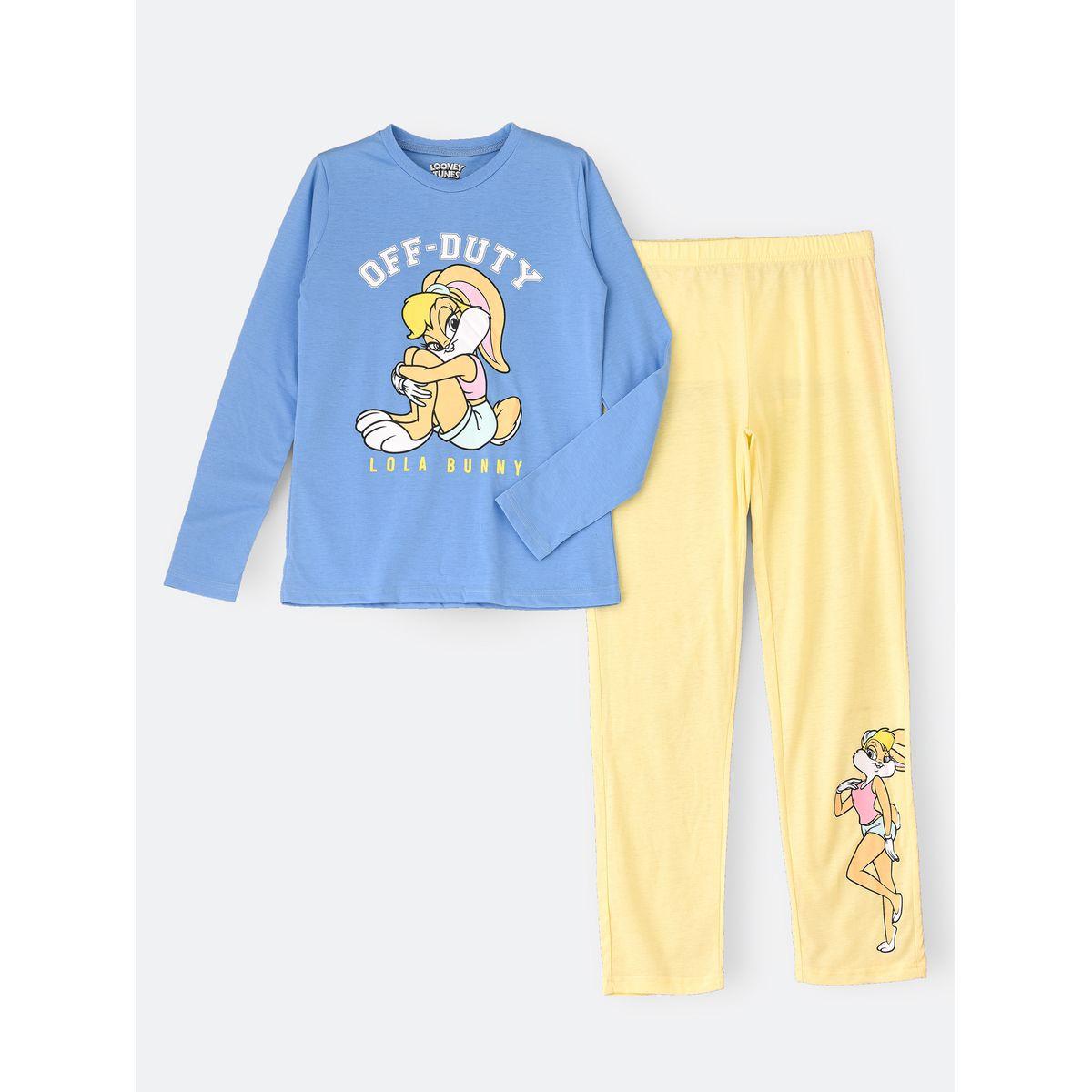 URBAN HAUL X Styli  Looney Tunes Lola Bunny Print T-Shirt & Pyjama Set-girls-clothing-nightwear-image-1