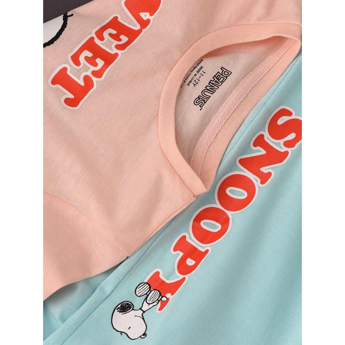 URBAN HAUL X Styli  Snoopy Graphic T-Shirt & Pyjama Set-girls-clothing-nightwear-image-4